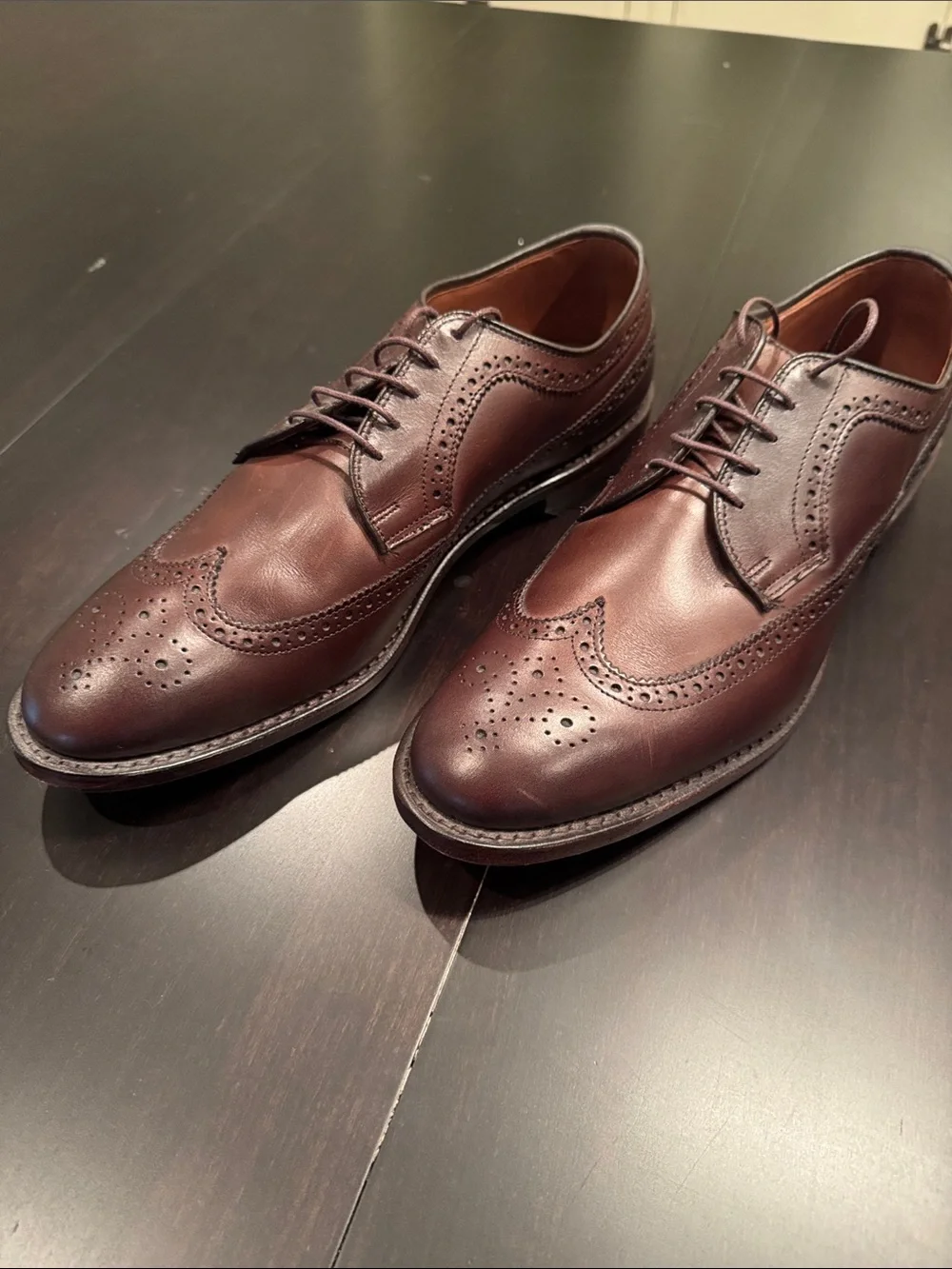 Allen Edmonds McGregor Men's Wingtip Derbys Dark Brown Leather - Never Worn 12D